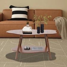 End Table, Modern Coffee Table 2 Tier Sofa Side Table With Cloud-shaped Tabletop