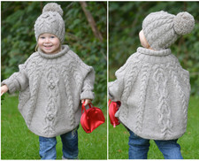 Knitting Pattern - Temptation Poncho and Hat Set (Toddler and Child sizes)