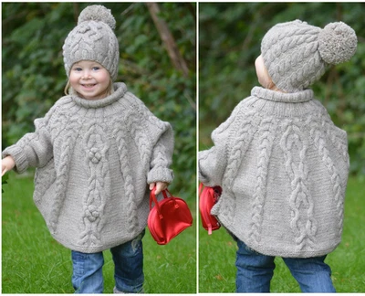 VITALINA CRAFT Knitting Pattern - Temptation Poncho and Hat Set (Toddler and Child sizes)