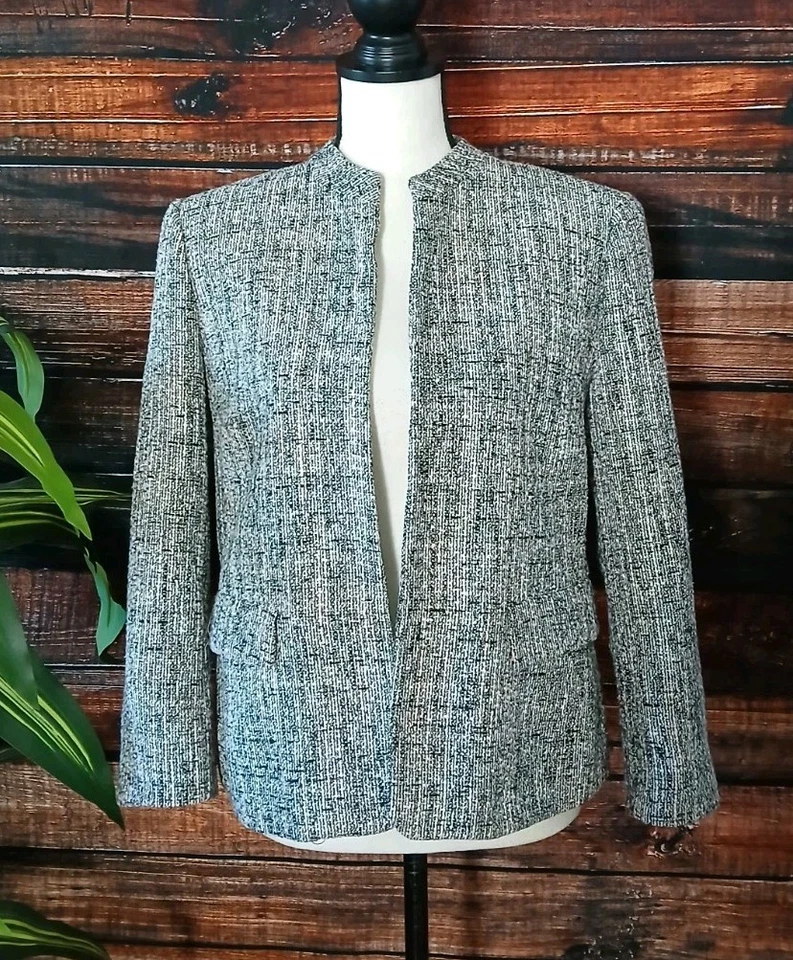 Anne Klein Blazer 12 Jacket Open Front Ballet Tweed Weave NWT - Image 3 of 4