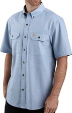 Size XL Carhartt Mens Loose Fit Midweight Blue Chambray Short Sleeve Shirt NWT