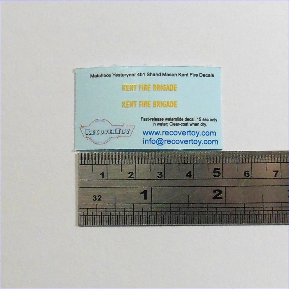 Matchbox Yesteryear  4b 1905 Shand Mason Fire Engine Kent Brigade Decal Set - Image 2 of 3