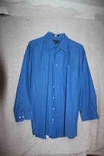 Meeting Strreet Wrinkle Free Stain Resistance L/S Blue Dress Shirt 17 1/2 32-33