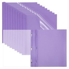 10 Pcs Plastic Report Covers with 3 Metal Prong Fasteners, Light Purple