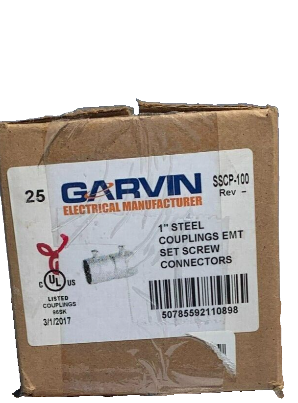 Garvin 1" Steel Coupling EMT Set Screw Connectors SSCP100 (25 per box