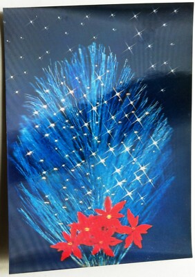 Toppan Vintage 3D Lenticular Greeting Postcard Flowers Twinkle Star