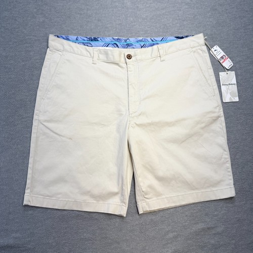 Tommy Bahama Shorts Mens 40 Boracay Chino Bleached Sand Ivory Stretch Beachy