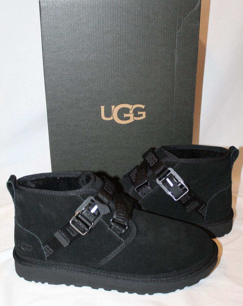 NIB UGG NEUMEL QUICKCLICK BLACK SUEDE SHEARLING CHUKKA MEN'S BOOTS