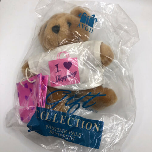 Collection cadeau Avon passe-temps amis I Love Shopping 6 pouces ours en peluche neuf non ouvert - Photo 1 sur 2