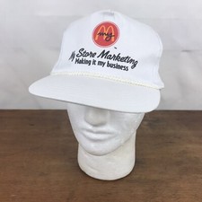Vintage McDonald's My Store Marketing White Cotton Snapback Trucker Cap CH23