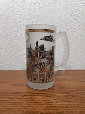 Frosted Glass Mug - Universal Studios Florida 22K Gold Spectrum Heavy - 5.75''