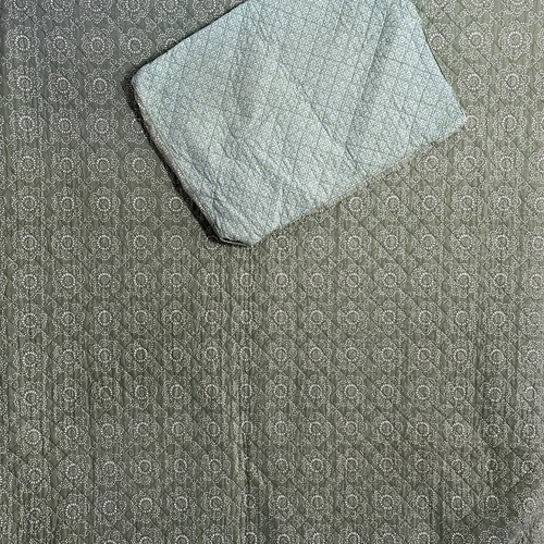 Garnet Hill Queen Bed Quilt Reversible Green Geometric Cottagecore Vintage