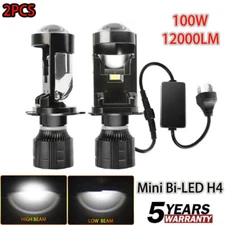 2PC LHD H4/9003 100W 12000LM Mini Bi-LED Projector Lens Hi/Lo Headlight Retrofit