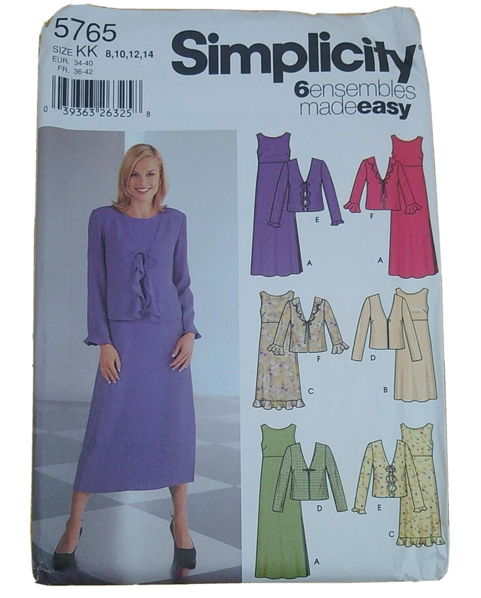 dressmaking patterns ladies dresses Simplicity 5765 Dress set Sewing Pattern New Size 8-14 Envelope Damage wedding guests
