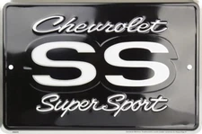 CHEVROLET SS SUPER SPORT SMALL PARKING SIGN 8 x 12" METAL EMBOSSED MANCAVE
