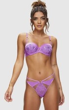 Image of Ann Summers Restoring Padded Purple Balcony Bra & Brazilian Brief 42D 20
