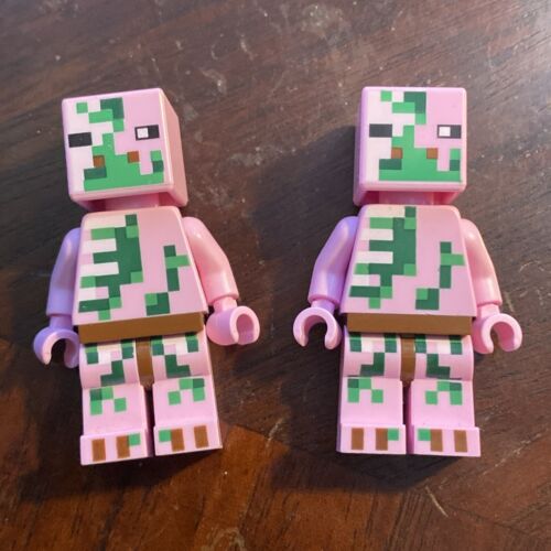 LEGO 2x Zombie Pigman Minifigure min021 Minecraft 21122 21130 21139 Lot Rare