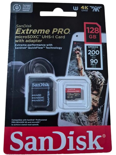 SanDisk Extreme Pro 128GB Micro SD card with adapter