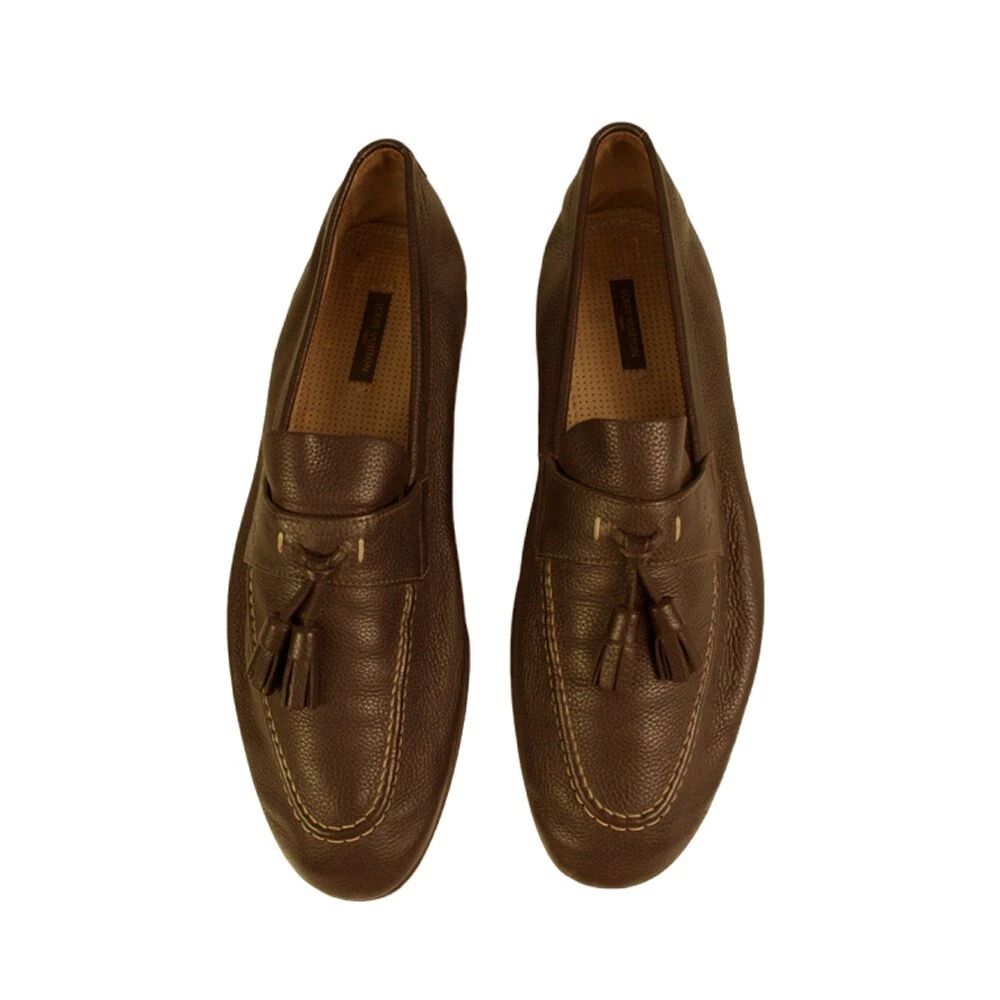 LOUIS VUITTON TRAINER Mocassini slip on da uomo grigi talpa in pelle con nappe Louis Vuitton taglia 7 5 M