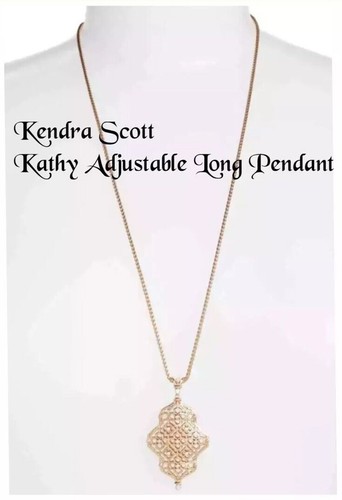 Long Pendant Necklace, Rose Gold tone 