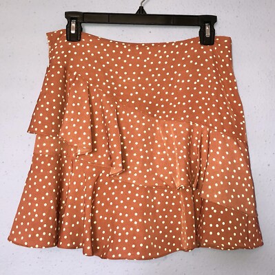 Women s Vera & Lucy Polka Dots Ruffle Pink Asymmetric skirt L
