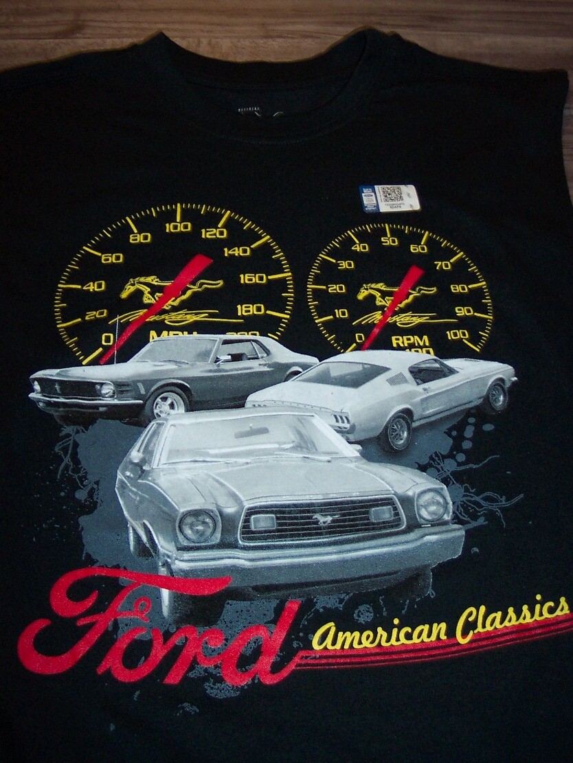 PONY FORD MUSTANG CAR American Classics t shirt senza maniche UOMO MEDIA NUOVA con etichetta