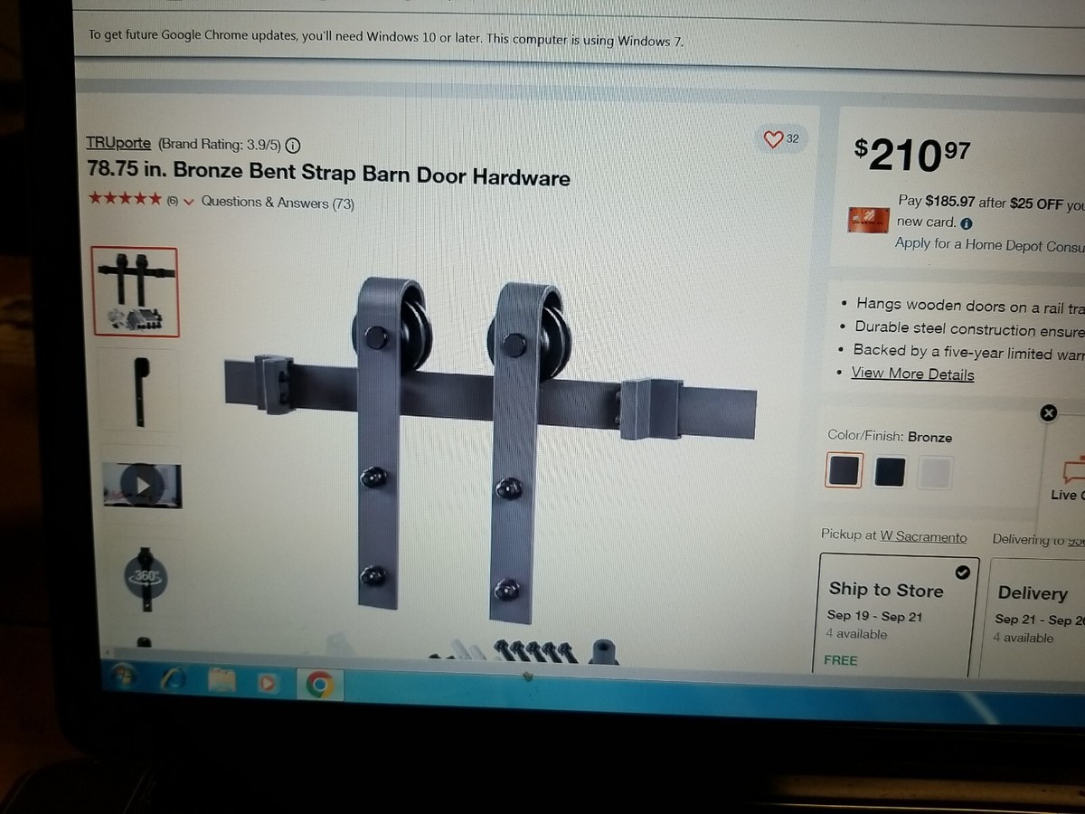 78.75 in. Bronze Top Strap Barn Door Hardware 78.75 in. Bronze Top Strap Barn Door Hardware