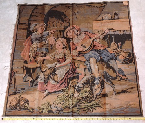 Handmade Woven Tapestry (Gobelin) Made in France French Scene 53" x 50" Vintage - Picture 11 of 12