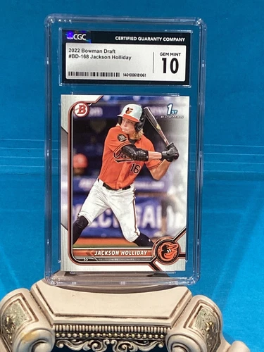 Jackson Holliday, Graded 10 By CGC, 2022 Bowman Draft, Card # BD-168, 1st Bowman