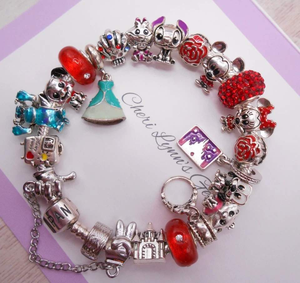 纯银手镯 幻想电影人物 CZ CHARMS 安全链和盒子! — 第 2/4 张图片