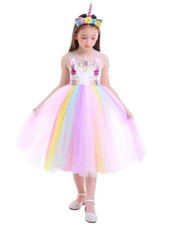 NEW FYMNSI Girls Birthday Party Petal Princess Unicorn Dress 4-5 Years