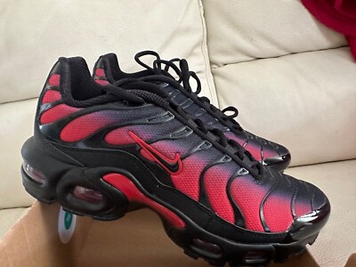 NIKE AIR MAX PLUS GS RED BLACK FB8024 600 SIZE UK NEW - Main Image