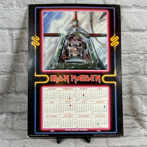 1986 Iron Maiden Official Birthday Calendar Same Dates 2025 Aces High Eddie