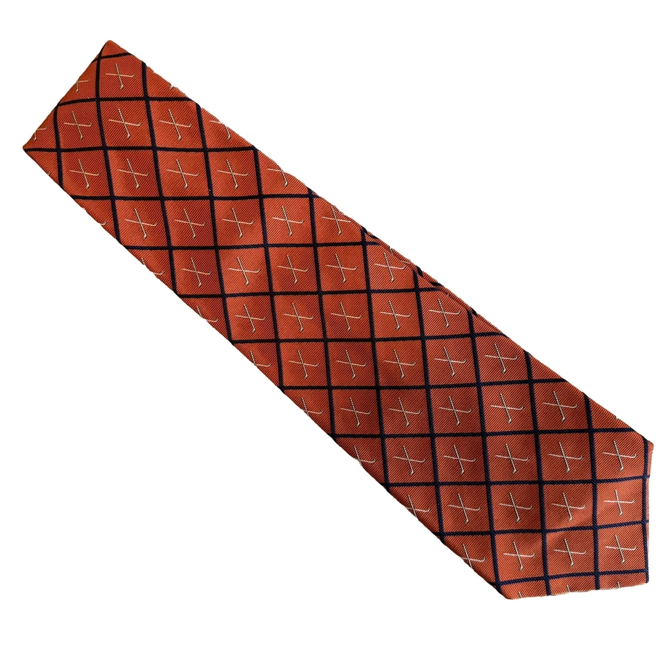 Галстук для клюшек для гольфа мужской Polo By Ralph Lauren оранжевый 100% шелк дизайн - Изображение 2 из 4