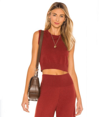 Susana Monaco Crop Sweater Top in Terracotta Size S