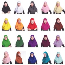 2pcs Women Muslim Hijab Full Cover Headscarf Wrap Islamic Amira Turban Shawls