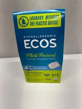 Ecos Plant Powered Free and Clear laundry Detergent Packs 40 loads New Unopened