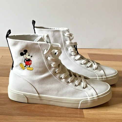 Zara Bianco Mickey Mouse © DISNEY Lace-Up High-Top Scarpe Da Ginnastica  Misura UK 8 EU 41 nuova con etichetta | eBay