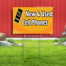 New & Used Cell Phones Indoor Outdoor Yard Sign with metal stakes