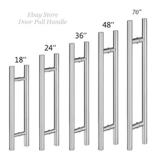 Door long Pull Pulls Entry T Bar Handle Stainless Steel Entrance Round 18" -70''