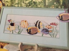 Tropical Fish counted cross stitch magazine pattern, Aida & floss lot 