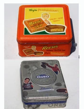 Vintage Oreo & Reese's Pieces Tin Lot, 20th Commemorative