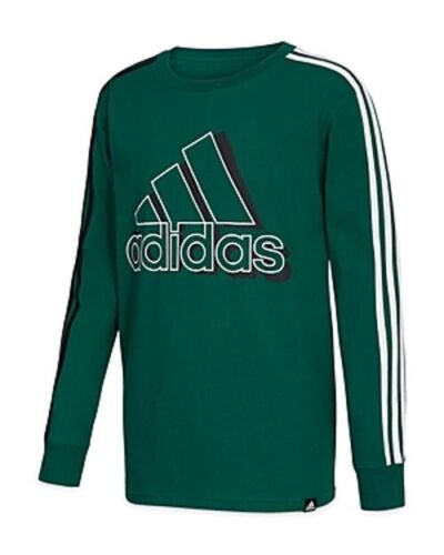 Adidas Split 3-Stripes Boys' Long Sleeve Shirt, Green, Size L, NWT