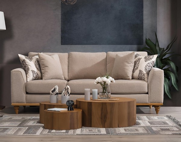 Sofa Dreisitzer Wohnzimmer Design Modern MöBel Luxus Beige Sofas-image