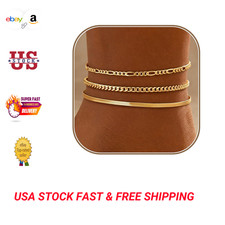 Womens Gold Anklet Set 14k Gold Plated Hypoal...