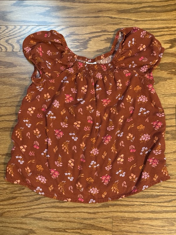 Little Girls Size 8 JUMPING BEANS Raglan Flutter Rust Floral Top