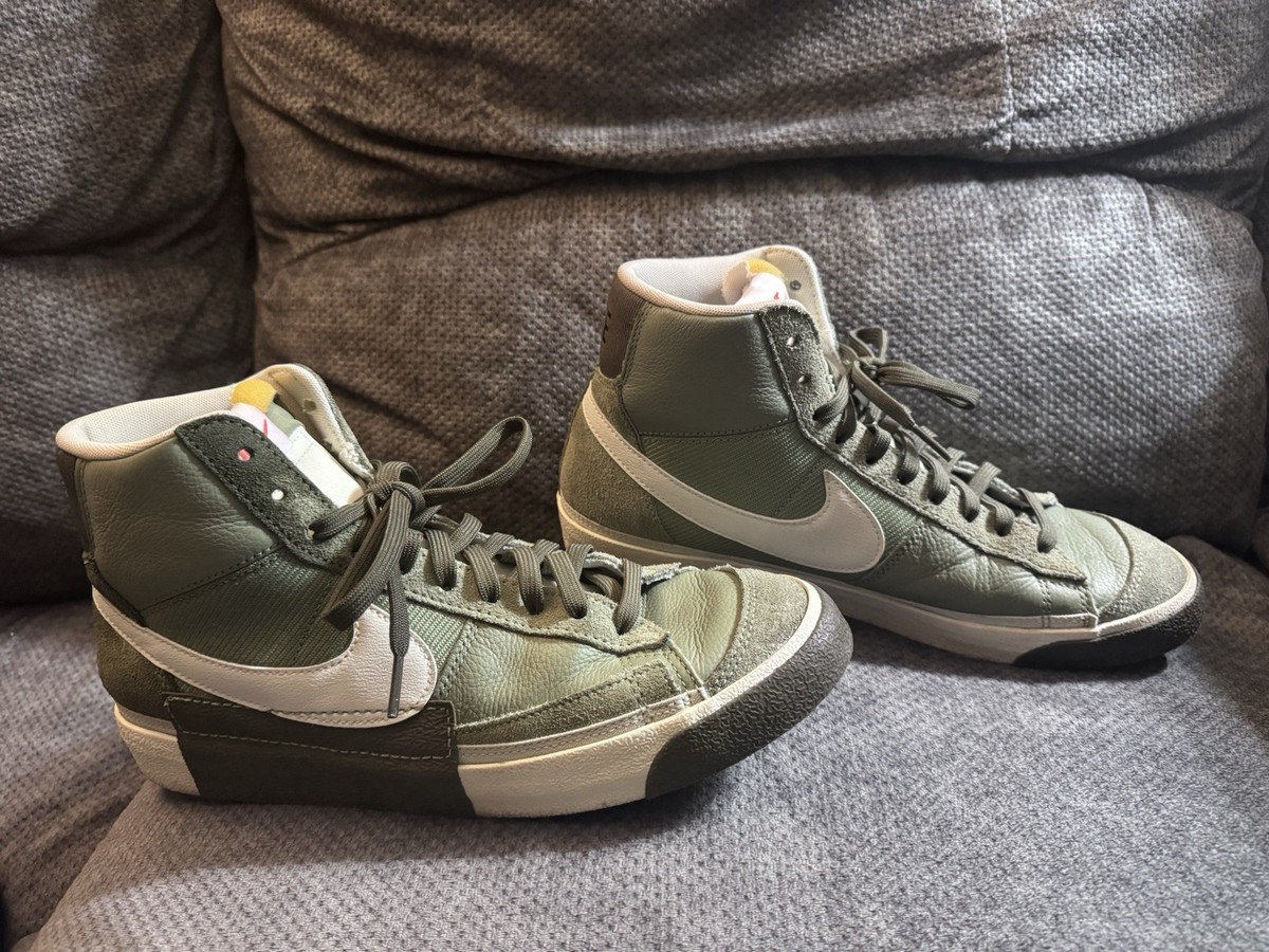 Nike Blazer Mid High Top Green White Leather Suede Men display picture 3