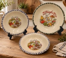 Vintage CMS Italy Pasta Serving Bowl Set Of Three Sponged Rim Spaghetti Bowls