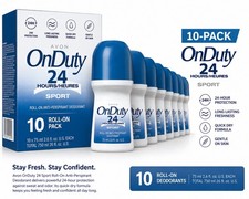 Avon On Duty Sport Roll-On Antiperspirant Deodorant 2.6oz 10-Pack 24Hr Protectio
