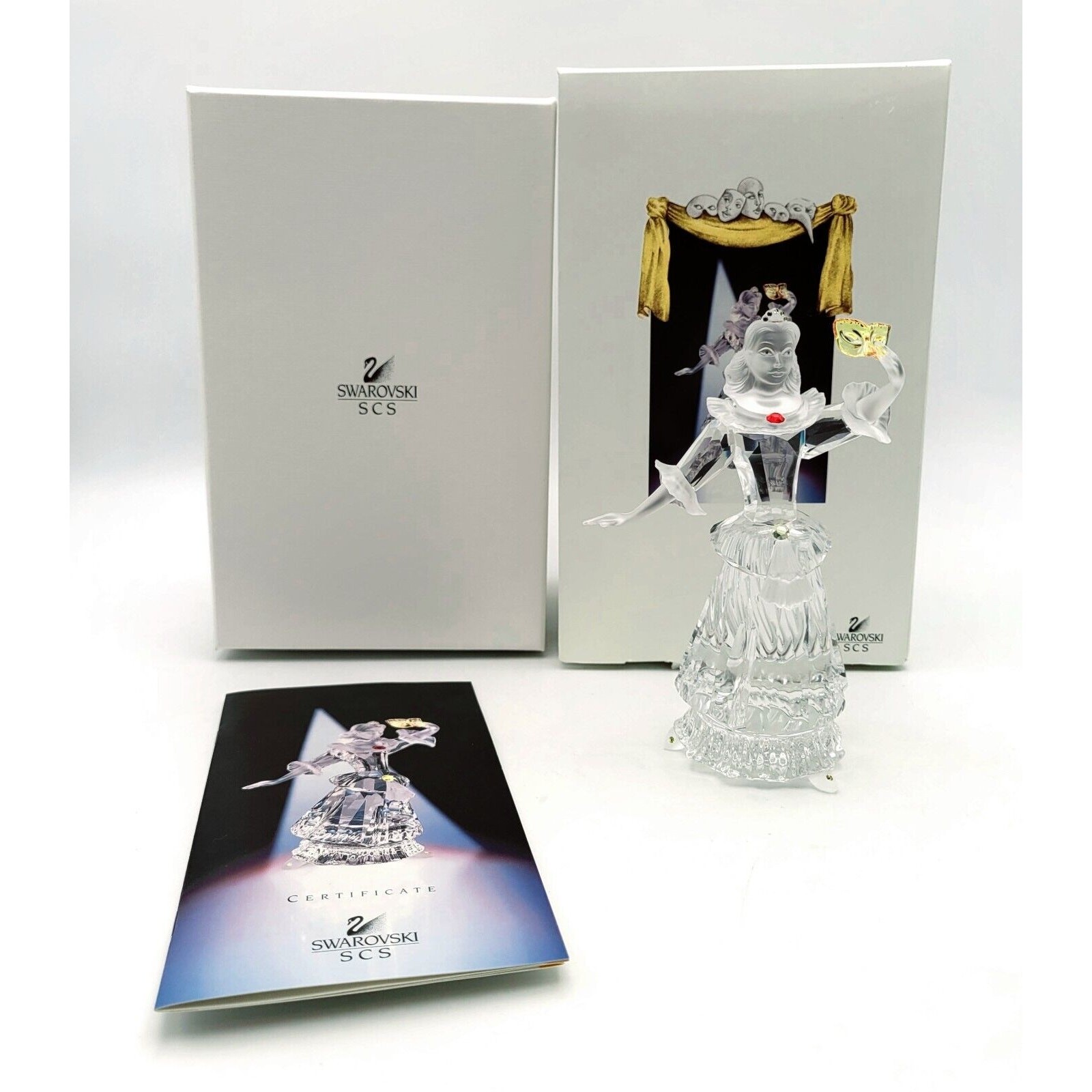 Swarovski Crystal Figurine “Masquerade” Columbine 2000 SCS box & COA MSPR $350